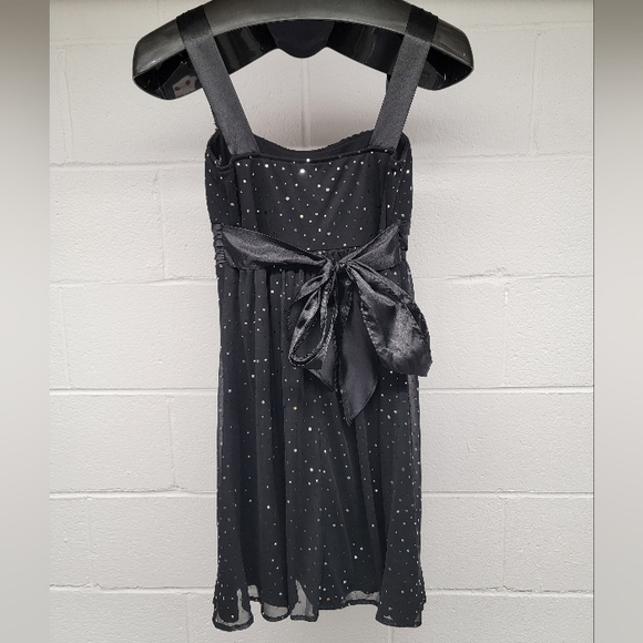 Masquerade Black Sequin Sparkle Tie Back Dress Small. Worn Once - Picture 2 of 4